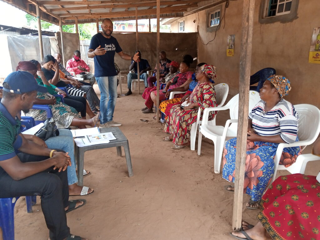 Engaging community people during an entry visit.